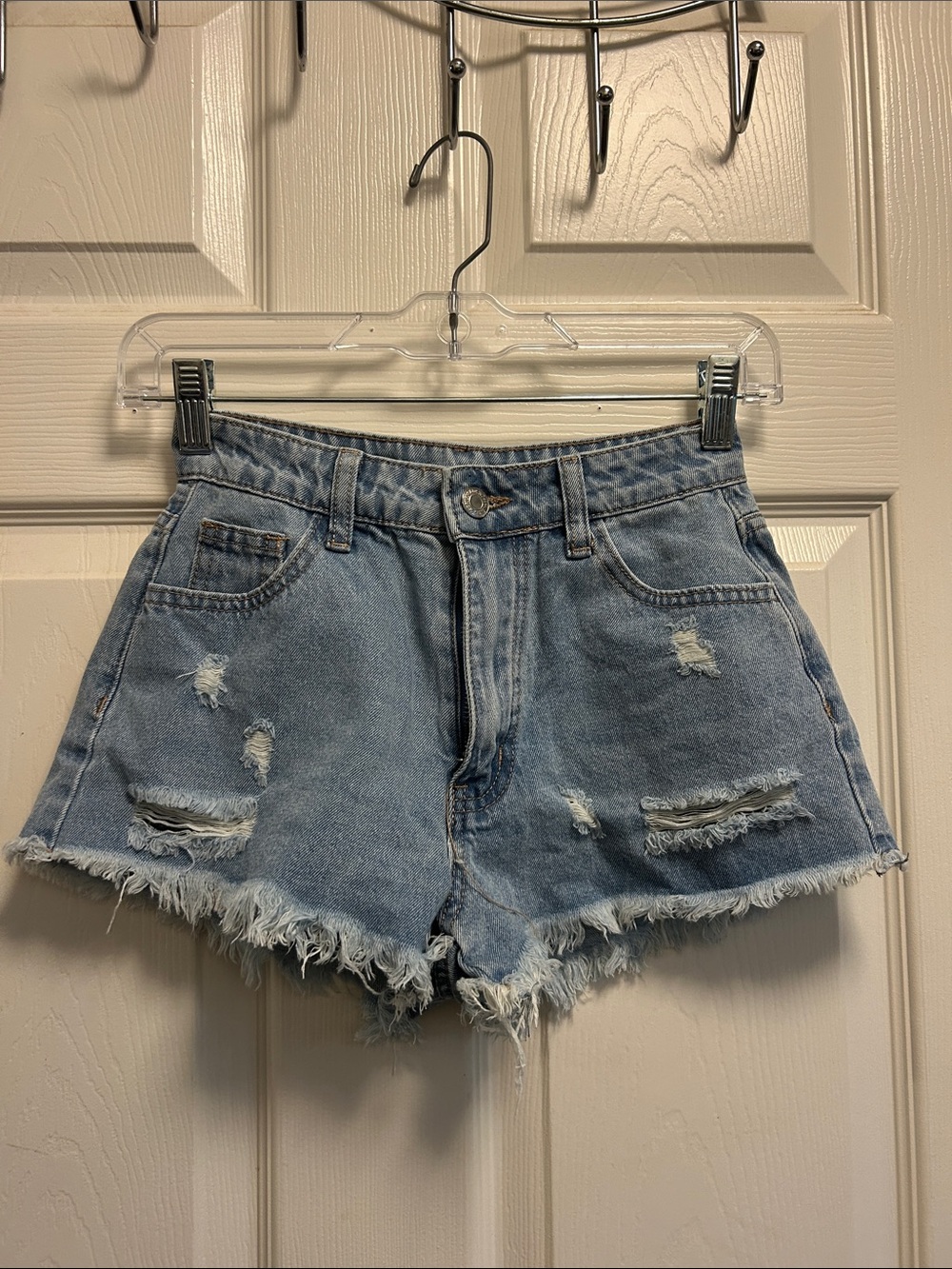 SHEIN Light Blue Distressed Denim Jean Shorts